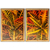 Kit de 2 quadros decorativos com fotografia de folhas de planta cróton em cores vibrantes.