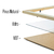 Detalhe de um quadro decorativo mostrando as camadas de construção: Pinus Natural, vidro e MDF.