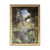 Quadro decorativo representando uma pintura de uma cachoeira em uma caverna, com vegetação ao redor e luz natural entrando pela abertura.