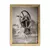 Quadro decorativo com fotografia artística em preto e branco de uma máquina antiga enferrujada, destacando a roda e detalhes de metal.
