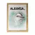 Quadro decorativo infantil "Alegria" com ilustração de um golfinho em fundo azul, ideal para quarto de crianças.