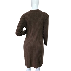 Vestido Tricot Mousse Manga Longa Gola Redonda Fenda Lateral - loja online