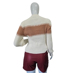 Casaco Tricot Feminino Gola Alta Manga Longa Frio Modal