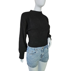Casaco Tricot Mousse Gola Redonda Manga Longa Inverno Frio - Cachecol Acessórios