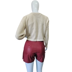 Casaco Cardigans Cropped Gola V Manga Longa Inverno Frio - comprar online