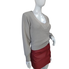 Casaco Tricot Feminino Modal Sandoc Gola V - Cachecol Acessórios
