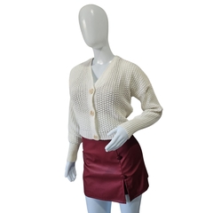 Casaco Cardigans Cropped Gola V Manga Longa Inverno Frio na internet