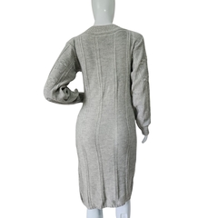 Vestido Tricot Relevo Midi Manga Longa Gola Redonda Inverno na internet