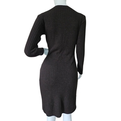 Vestido Tricot Mousse Manga Longa Gola Redonda Fenda Lateral - loja online