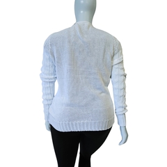 Casaco Tricot Cardigans Gola V Relevo Transado Inverno