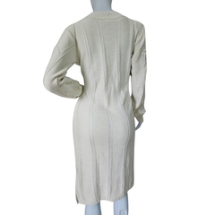 Vestido Tricot Relevo Midi Manga Longa Gola Redonda Inverno - loja online