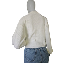 Casaco Tricot Mousse Gola Redonda Manga Longa Inverno Frio