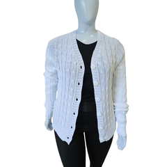 Casaco Tricot Cardigans Gola V Relevo Transado Inverno - comprar online