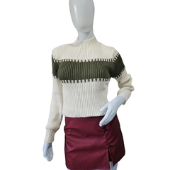 Casaco Tricot Feminino Gola Alta Manga Longa Frio Modal