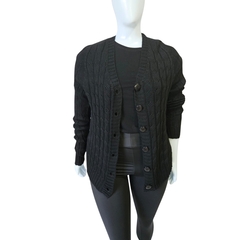 Casaco Tricot Cardigans Gola V Relevo Transado Inverno