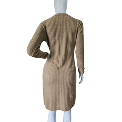 Vestido Tricot Mousse Manga Longa Gola Redonda Fenda Lateral - comprar online