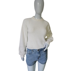 Casaco Tricot Mousse Gola Redonda Manga Longa Inverno Frio - Cachecol Acessórios
