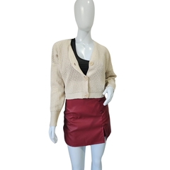 Casaco Cardigans Cropped Gola V Manga Longa Inverno Frio - Cachecol Acessórios