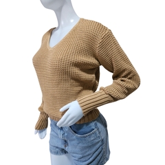 Casaco Tricot Lisa Gola V Manga Longa Inverno Frio - Cachecol Acessórios