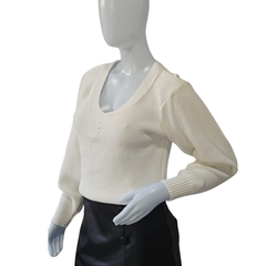 Imagem do Casaco Tricot Feminino Modal Sandoc Gola V