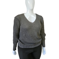 Casaco Tricot Lisa Gola V Manga Longa Inverno Frio na internet