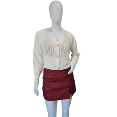 Casaco Cardigans Cropped Gola V Manga Longa Inverno Frio - comprar online