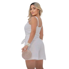 Macaquinho Alfaiataria Boho Alça Cinto Bolso Ziper na internet