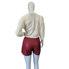 Casaco Cardigans Cropped Gola V Manga Longa Inverno Frio - loja online