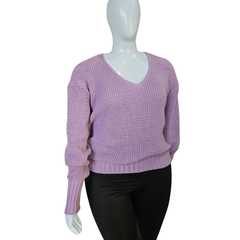 Casaco Tricot Lisa Gola V Manga Longa Inverno Frio - loja online