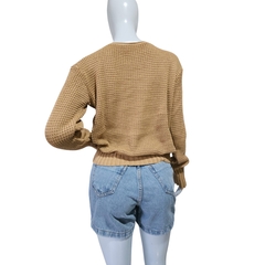 Casaco Tricot Lisa Gola V Manga Longa Inverno Frio - loja online