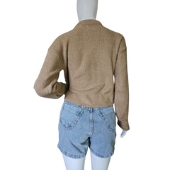 Casaco Tricot Mousse Gola Redonda Manga Longa Inverno Frio - Cachecol Acessórios