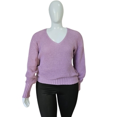 Casaco Tricot Lisa Gola V Manga Longa Inverno Frio