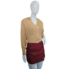 Casaco Cardigans Cropped Gola V Manga Longa Inverno Frio - loja online