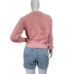 Casaco Tricot Lisa Gola V Manga Longa Inverno Frio na internet