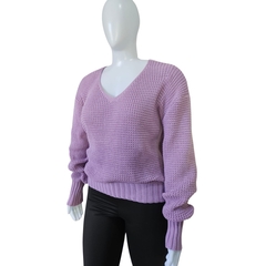 Casaco Tricot Lisa Gola V Manga Longa Inverno Frio - Cachecol Acessórios