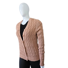 Casaco Tricot Cardigans Gola V Relevo Transado Inverno - Cachecol Acessórios