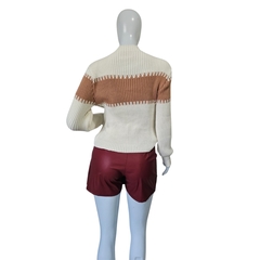 Imagem do Casaco Tricot Feminino Gola Alta Manga Longa Frio Modal