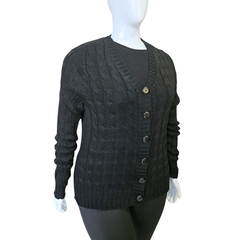 Casaco Tricot Cardigans Gola V Relevo Transado Inverno - comprar online
