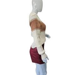Imagem do Casaco Tricot Feminino Gola Alta Manga Longa Frio Modal