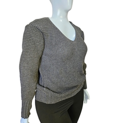 Casaco Tricot Lisa Gola V Manga Longa Inverno Frio - comprar online