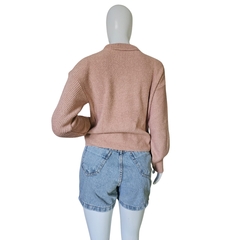 Casaco Tricot Mousse Gola Redonda Manga Longa Inverno Frio - Cachecol Acessórios