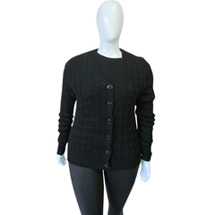 Casaco Tricot Cardigans Gola V Relevo Transado Inverno - loja online