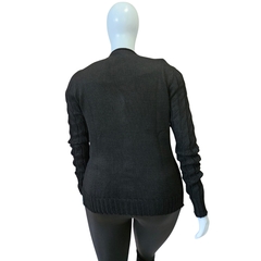 Casaco Tricot Cardigans Gola V Relevo Transado Inverno - Cachecol Acessórios