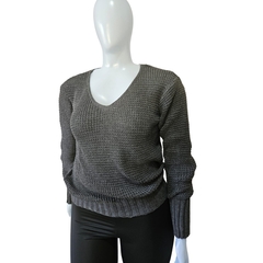 Casaco Tricot Lisa Gola V Manga Longa Inverno Frio