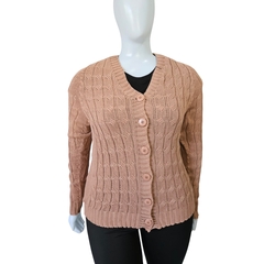 Casaco Tricot Cardigans Gola V Relevo Transado Inverno - loja online