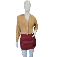 Casaco Cardigans Cropped Gola V Manga Longa Inverno Frio