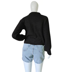 Imagem do Casaco Tricot Cropped Mousse Feminino Inverno Manga Longa