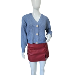 Casaco Cardigans Cropped Gola V Manga Longa Inverno Frio - comprar online