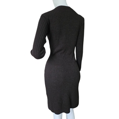 Vestido Tricot Mousse Manga Longa Gola Redonda Fenda Lateral na internet