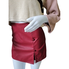 Short Saia Corino Forrado Cintura Alta Inverno Frio - comprar online
